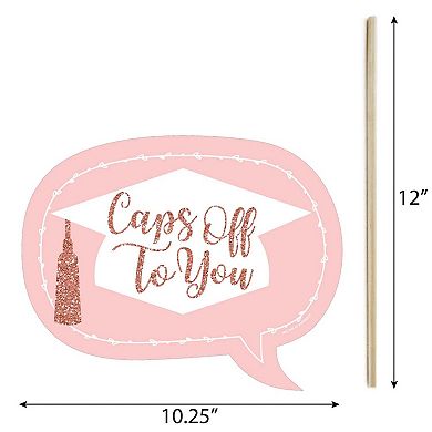 Big Dot Of Happiness Funny Rose Gold Grad - Graduation Party Photo Booth Props Kit - 10 Piece