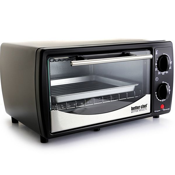 Better Chef 9 Liter Toaster Oven Broiler Black with Stainless Steel Front