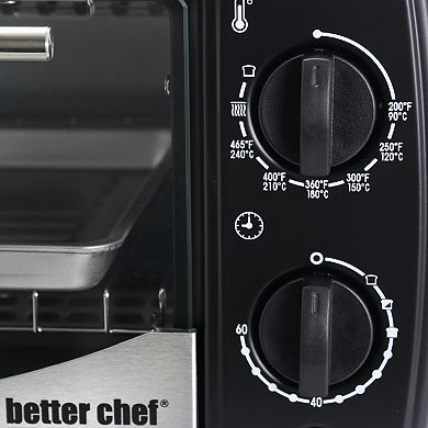 Better Chef 9 Liter Toaster Oven Broiler- Black with Stainless Steel Front