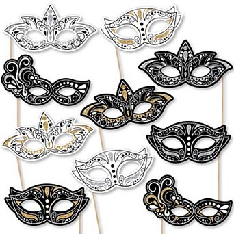 Big Dot Of Happiness Masquerade Masks - Cardstock Venetian Party Photo Booth Props Kit 10 ct