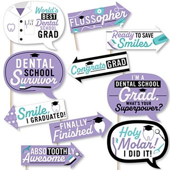 Big Dot Of Happiness Funny Dental School Grad - Graduation Party Photo Booth Props Kit 10 pc