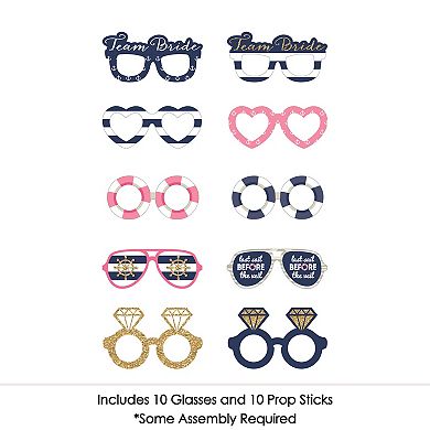 Big Dot Of Happiness Last Sail Before The Veil Glasses - Bachelorette Photo Booth Props 10 Ct