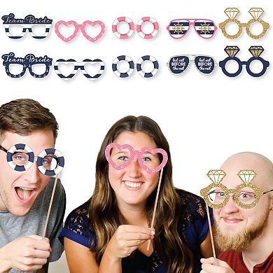 Big Dot Of Happiness Last Sail Before The Veil Glasses - Bachelorette Photo Booth Props 10 Ct