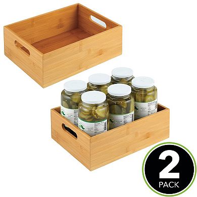 mDesign Wood Compact Food Storage Bin with Handle - 2 Pack