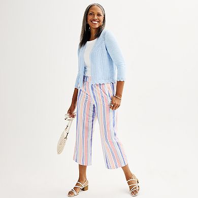 Women's Croft & Barrow® Striped Wide Leg Cropped Pants