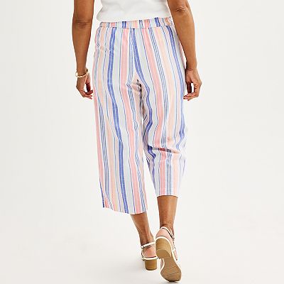 Women s Croft Barrow Striped Wide Leg Cropped Pants