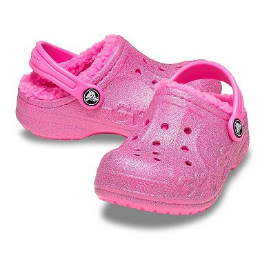 Crocs Baya Toddler Lined Glitter Clogs
