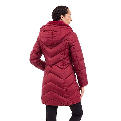 Women's London Fog Club Collar Waker Hooded Puffer Jacket