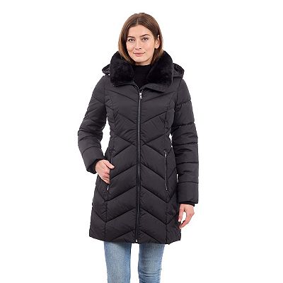 Women s London Fog Club Collar Waker Hooded Puffer Jacket