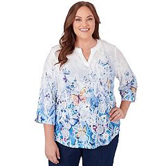 Womens Scrub Split Neck Top PLUS - Cuddl Duds