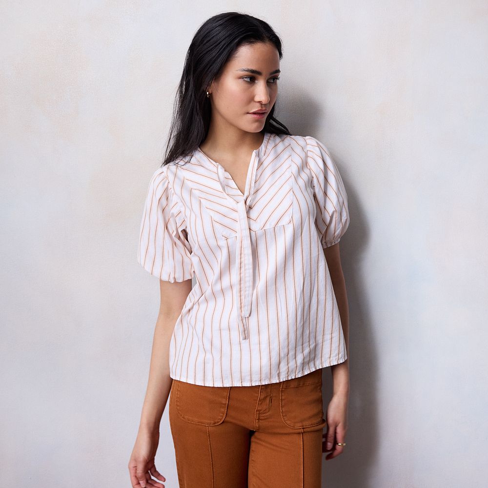 TIE FRONT PUFF SLEEVE TOP MONSERRATE MAGIC