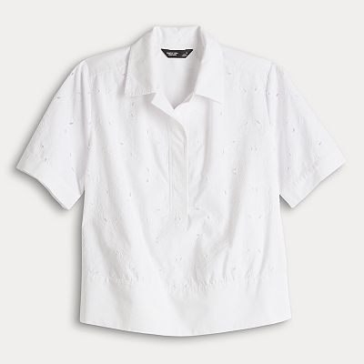 LOHEN EYELET SHIRT ホワイト Open Drape Shirt by Yohji Yamamoto - La Garçonne