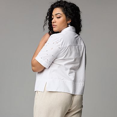 Plus Size Simply Vera Vera Wang Embroidered Shirt