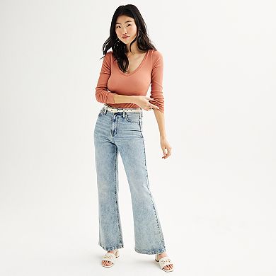 Juniors' SO High Waisted Relaxed Flare Jeans