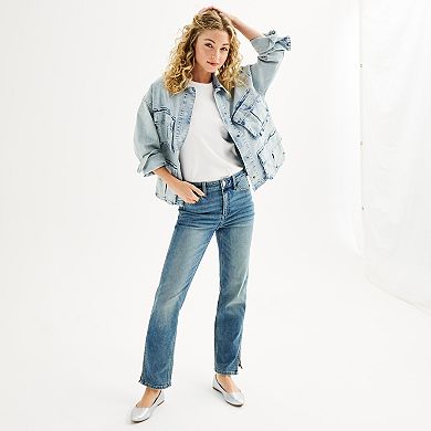 Vintage Light Blue Denim Midi Skirt with High-Waisted Split Hem & Frayed Detail - Women’s Retro Bohemian Style, Classic American Denim Fashion for Spring/Summer/Fall, Denim Skirt main image 1