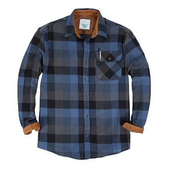 Gioberti Boy's Single Pocket Flannel Shirt With Corduroy Contrast