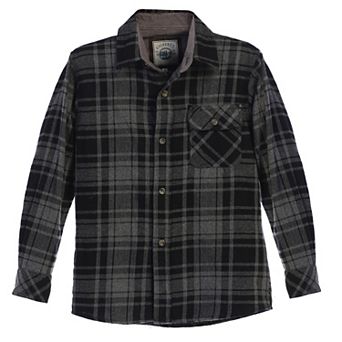 Gioberti Boy's Single Pocket Flannel Shirt With Corduroy Contrast