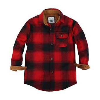Gioberti Boy's Single Pocket Flannel Shirt With Corduroy Contrast