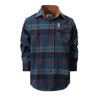 Gioberti Boy's Single Pocket Flannel Shirt With Corduroy Contrast