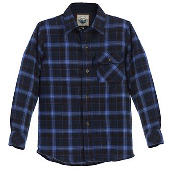 Gioberti Boy's Single Pocket Flannel Shirt With Corduroy Contrast