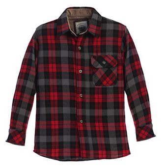 Gioberti Boy's Single Pocket Flannel Shirt With Corduroy Contrast