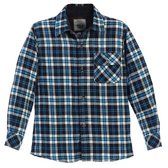 Gioberti Boy's Single Pocket Flannel Shirt With Corduroy Contrast