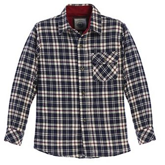 Gioberti Boy's Single Pocket Flannel Shirt With Corduroy Contrast