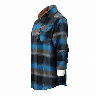 Gioberti Boy's Single Pocket Flannel Shirt With Corduroy Contrast