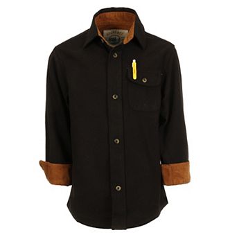 Gioberti Boy's Single Pocket Flannel Shirt With Corduroy Contrast