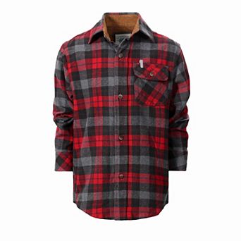 Gioberti Boy's Single Pocket Flannel Shirt With Corduroy Contrast