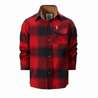Gioberti Boy's Single Pocket Flannel Shirt With Corduroy Contrast