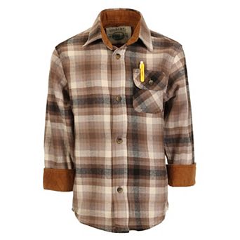 Gioberti Boy's Single Pocket Flannel Shirt With Corduroy Contrast