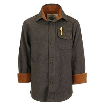 Gioberti Boy's Single Pocket Flannel Shirt With Corduroy Contrast