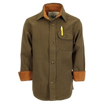 Gioberti Boy's Single Pocket Flannel Shirt With Corduroy Contrast