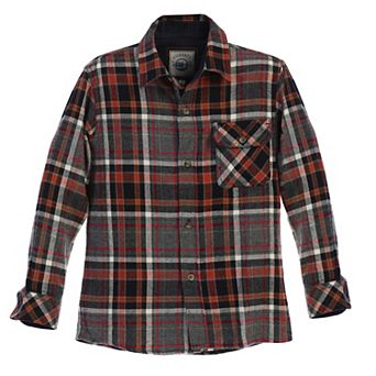 Gioberti Boy's Single Pocket Flannel Shirt With Corduroy Contrast