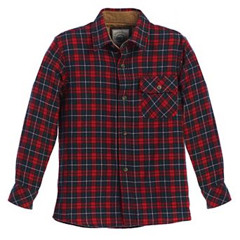 Gioberti Boy's Single Pocket Flannel Shirt With Corduroy Contrast