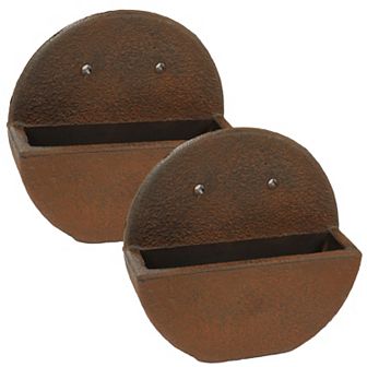 Sunnydaze 12 in Round Wall-mounted Outdoor Planter - Dark Brown - Set Of 2