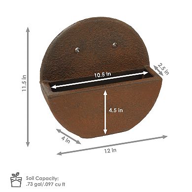 Sunnydaze 12 in Round Wall-Mounted Outdoor Planter - Dark Brown