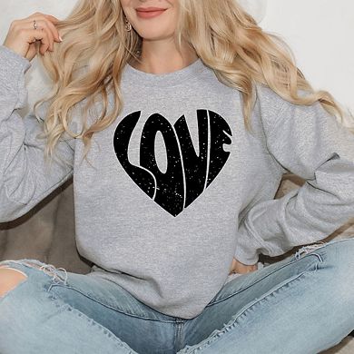 Love Heart Distressed Sweatshirt