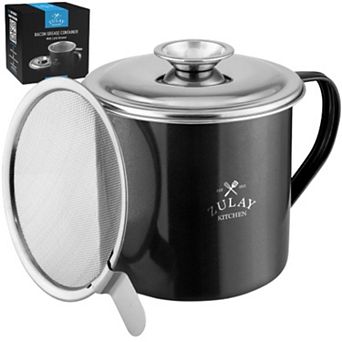 Zulay Kitchen Bacon Grease Container With Strainer