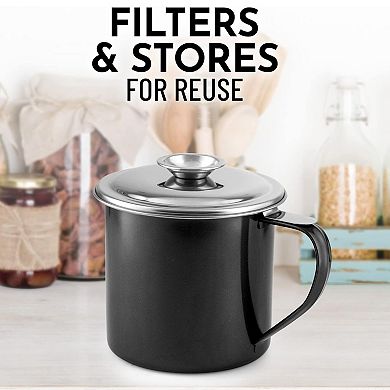 Zulay Kitchen Bacon Grease Container With Strainer