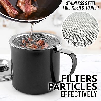 Zulay Kitchen Bacon Grease Container With Strainer