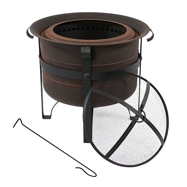 Sunnydaze Steel Cauldron-style Smokeless Fire Pit With Spark Screen