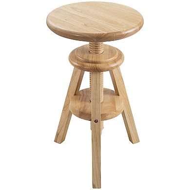 Ehemco Swivel Solid Wood Adjustable Bar Stool, 18.9 To 25.2 Inches