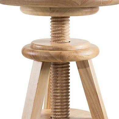 Ehemco Swivel Solid Wood Adjustable Bar Stool, 18.9 To 25.2 Inches