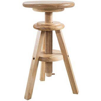 Ehemco Swivel Solid Wood Adjustable Bar Stool, 18.9 To 25.2 Inches