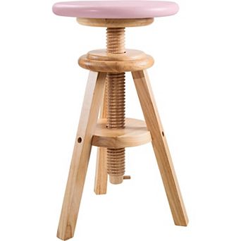 Ehemco Swivel Solid Wood Adjustable Bar Stool, 18.9 To 25.2 Inches