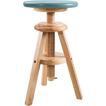 Ehemco Swivel Solid Wood Adjustable Bar Stool, 18.9 To 25.2 Inches