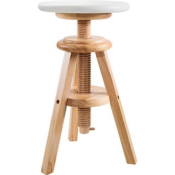 Ehemco Swivel Solid Wood Adjustable Bar Stool, 18.9 To 25.2 Inches