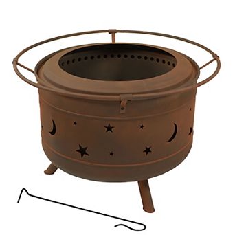 Sunnydaze 30 in Cosmic Steel Smokeless Fire Pit With Log Poker And Cover